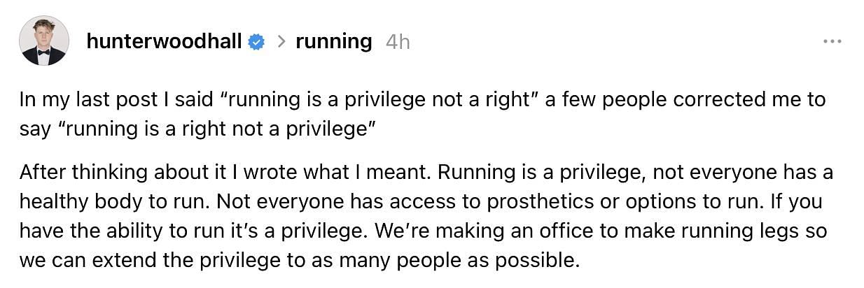Hunter Woodhall issues a clarification | Thread@HunterWoodhall